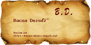 Bacsa Dezső névjegykártya